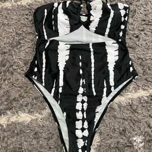 Black and White One-Piece Swimsuit